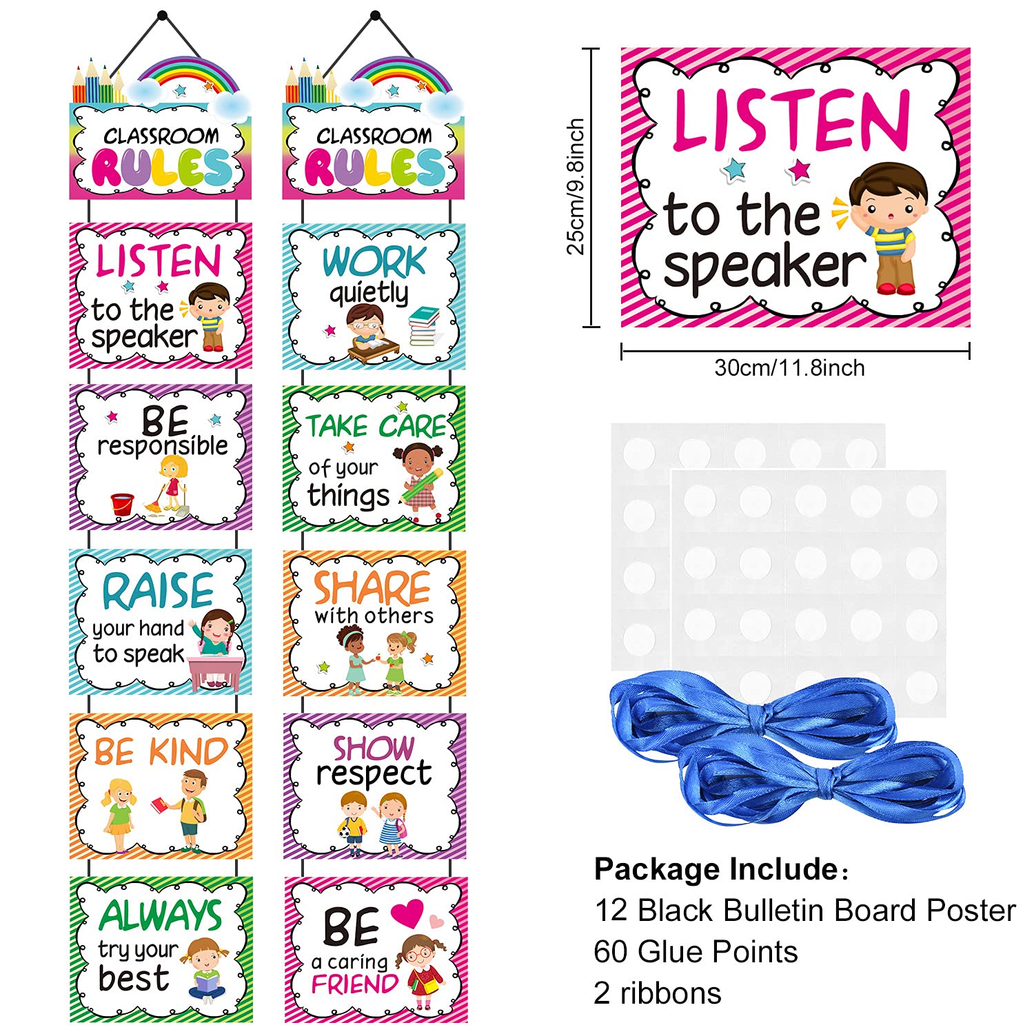 Classroom Rules Posters Classroom Bulletin Board Decorations Set for Kindergarten Preschool Primary Middle High School Expectations Poster