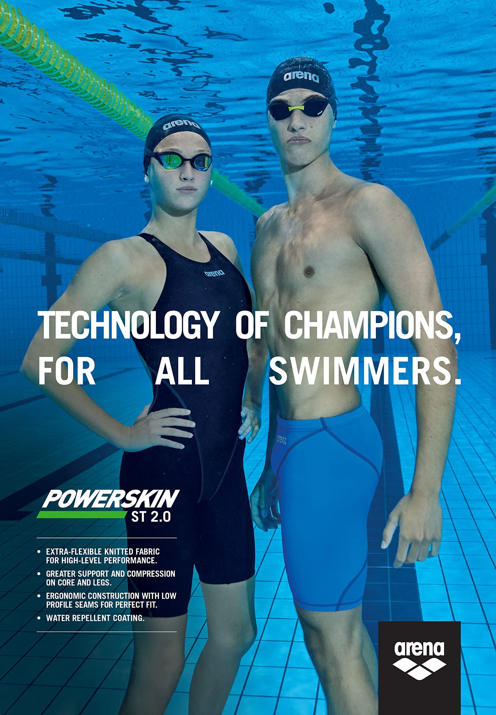 arena Powerskin ST 2.0 Women's Open Back Racing Swimsuit Full Body Short Leg One Piece Athletic Tech Suit, Sizes 22-34