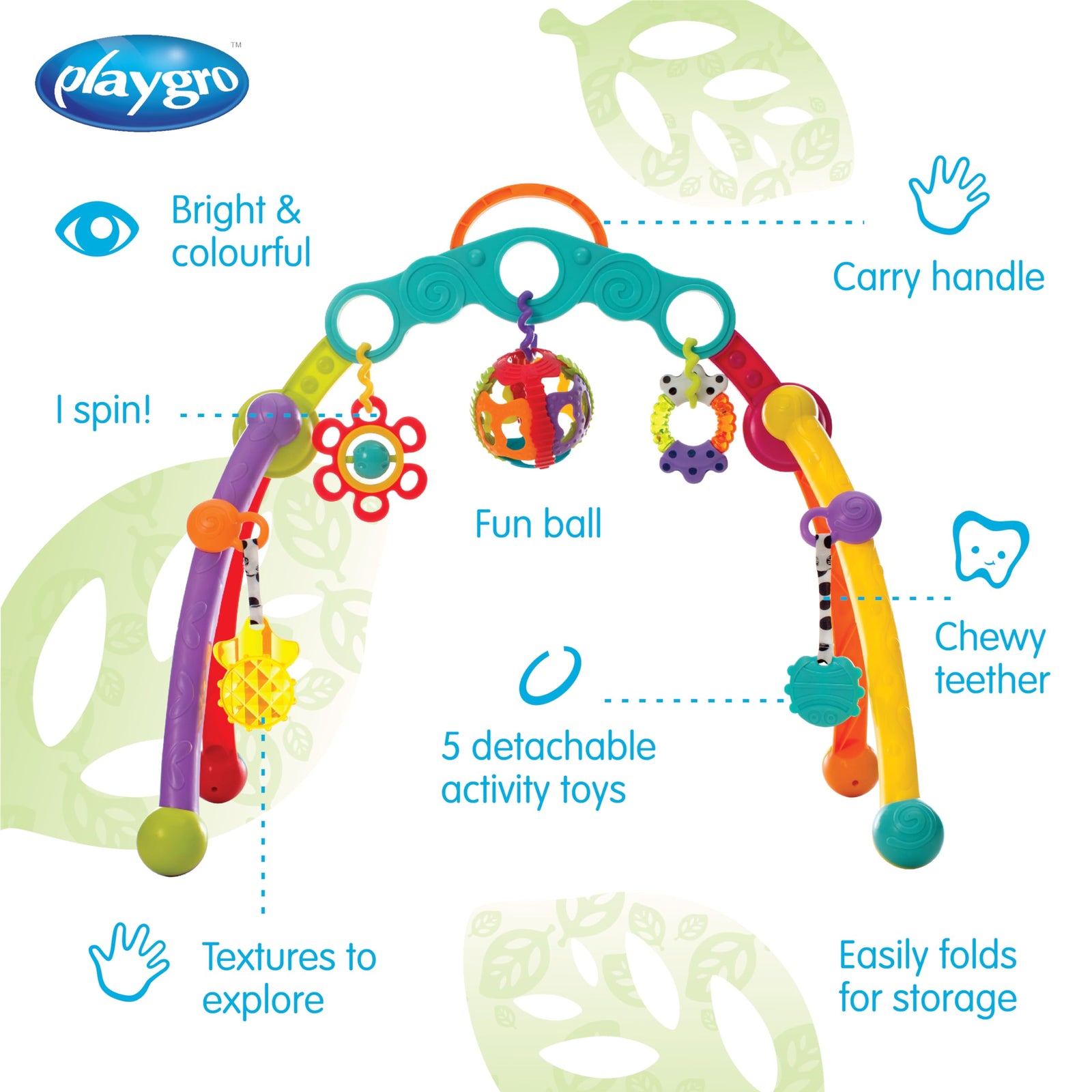 Playgro Fold & Go Playgym For Baby Infant Toddler Children 0185475, Playgro Is Encouraging Imagination With Stem/Stem For A Bright Future - Great Start For A World Of Learning