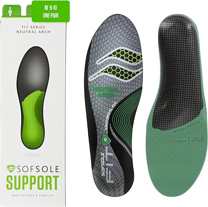 Sof Sole Insoles Unisex FIT Support Full-Length Foam Shoe Insert, Grey, Women's 11-12/Men's 9-10