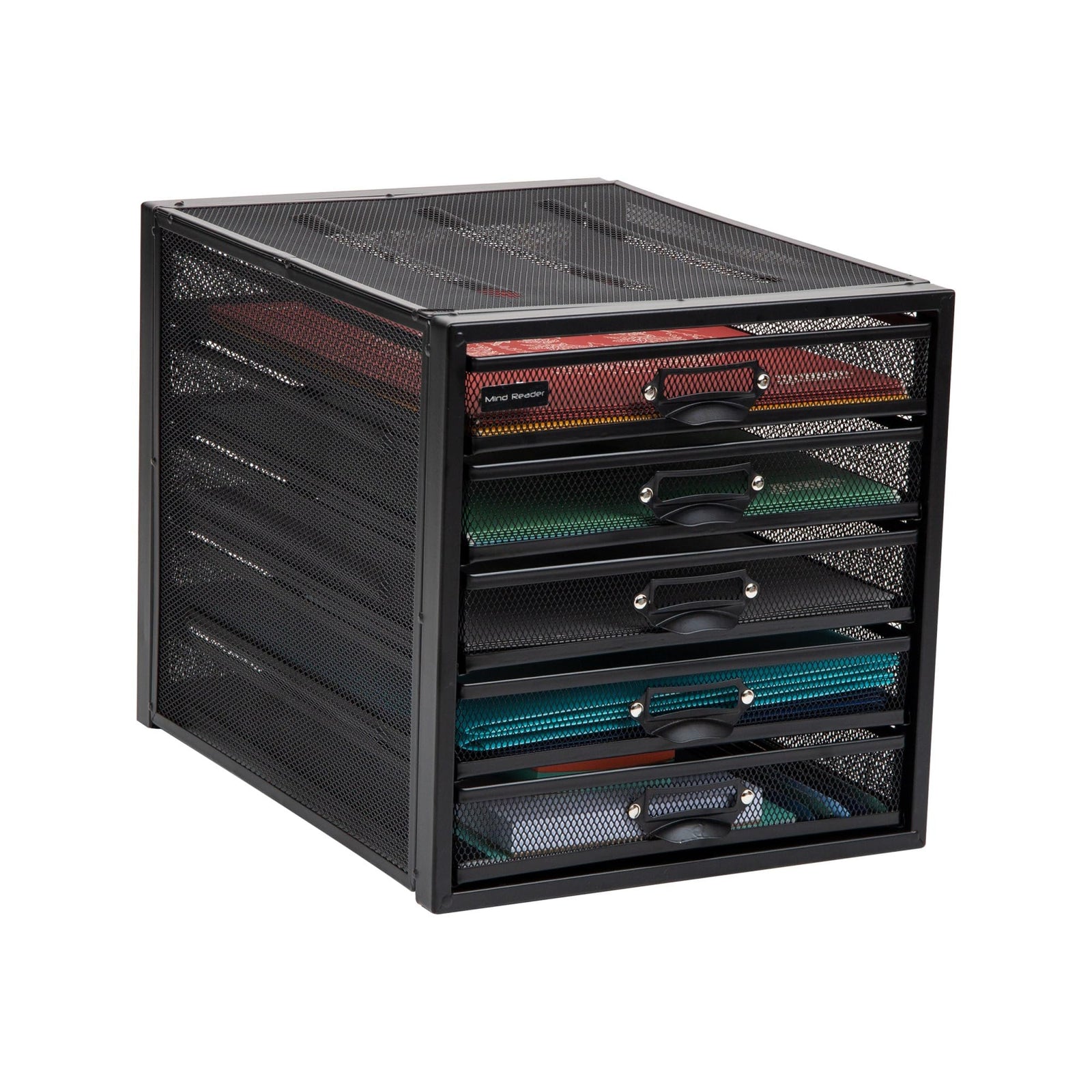 Mind Reader File Storage Drawers, Desk Organizer, Multi-Purpose, Crafts, Office, Metal Mesh, 5 Drawer