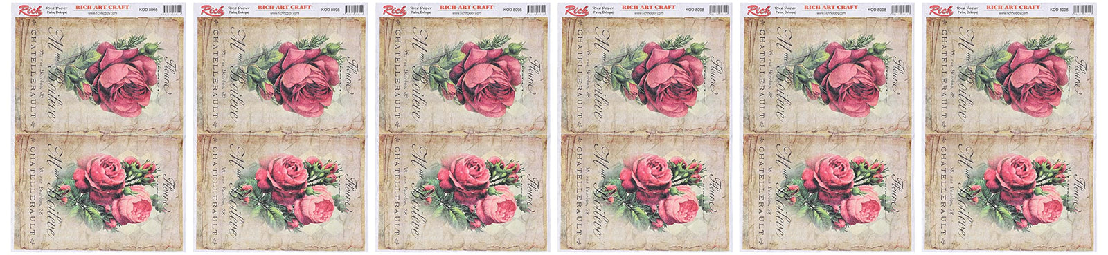 Rich rice paper - vintage rose print- dark beige & pink