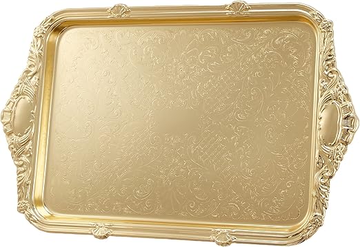 Queen anne oblong tray integral handle gold 4/6458