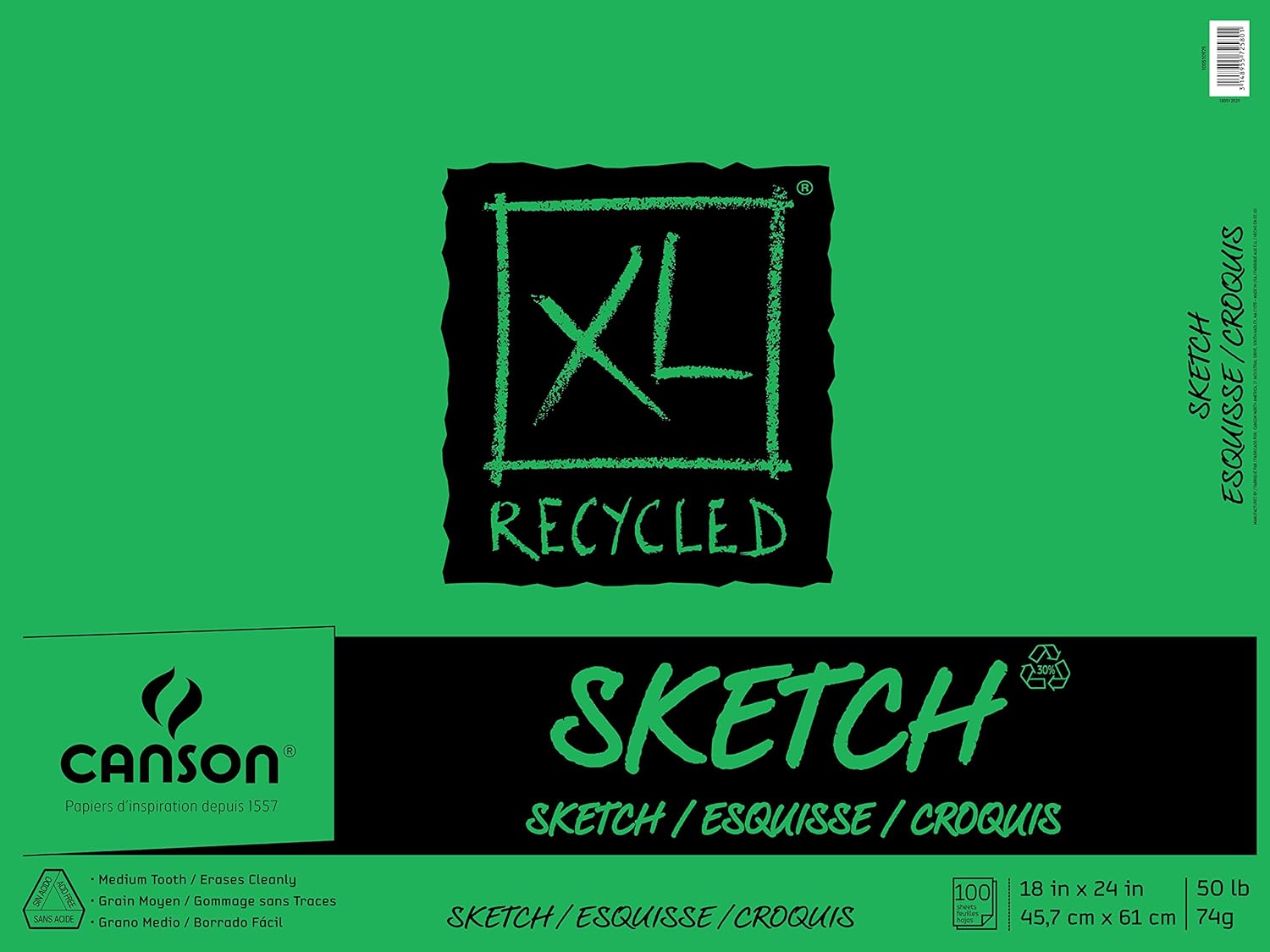 Canson XL Series Recycled Sketch Pad, 18" x 24"