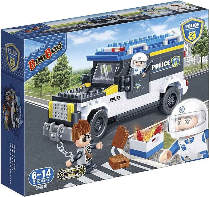 Banbao building kits police patrol car police highway arrest toy for kids 242 pieces b7005