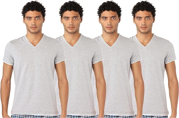 Hero Basic Set Of 3 V.V Neck for Men-Heather Grey + Free Hero Basic Boxer (4 pieces),XL