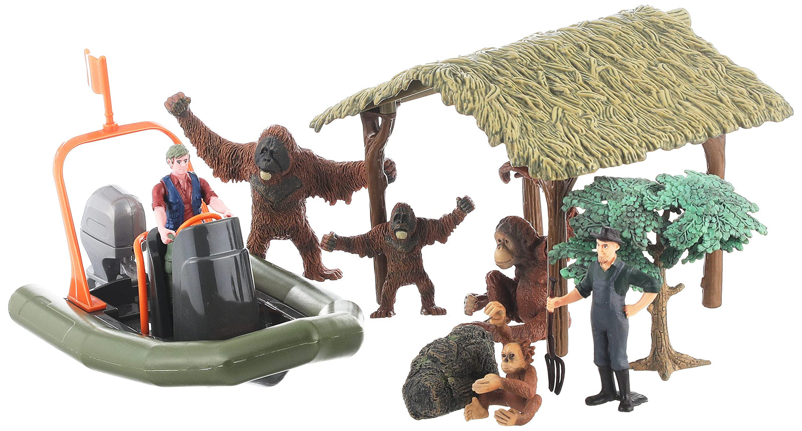 Zhong Jieming Toys Miniature Monkey Animal Figure with Farmer Action Figure - 11 Pieces