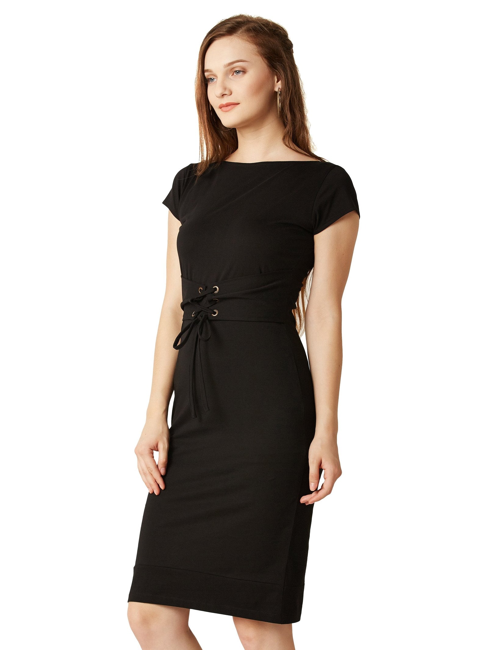 Miss Olive Women's Cotton Shift Mini Dress.Black.M