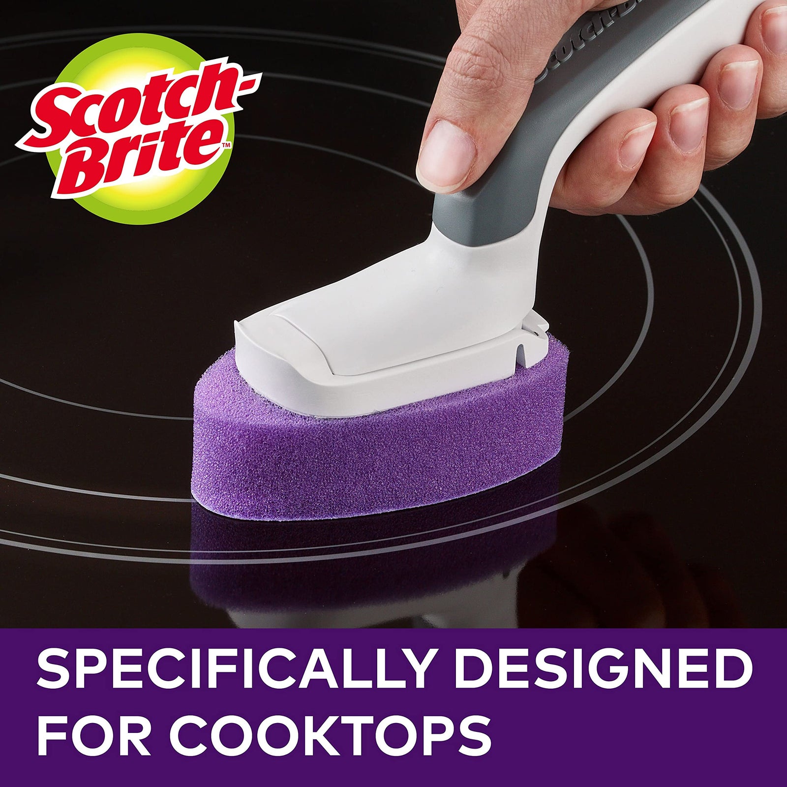 Scotch-Brite Glass Cooktop Cleaning Wand | Scratch and chemical free cleaning | For Glass Stovetops | Tackle Burnt-On Messes | Cleans With Just Water | Kitchen sponge | Scrub | 1 wand+ 2 Refills/pack