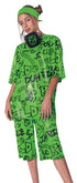 Billie Eilish Costume, Official Green Oversize Top and Shorts for Kids, Musical Artist Inspired Outfit, Classic Child Size XL (14-16)