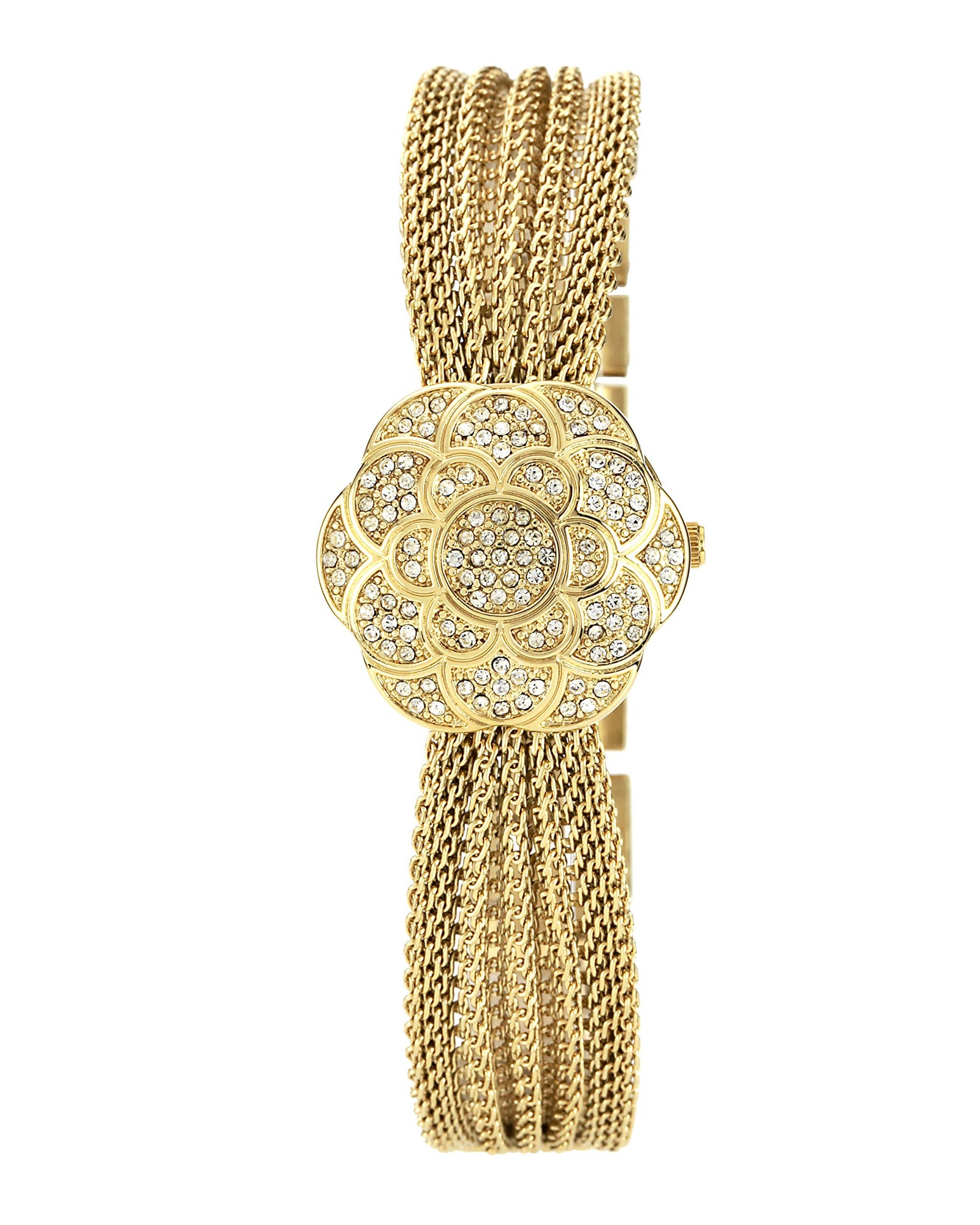 Anne Klein Women's Gold Dial Yellow Gold Plated Band Watch - AK-1046CHCV