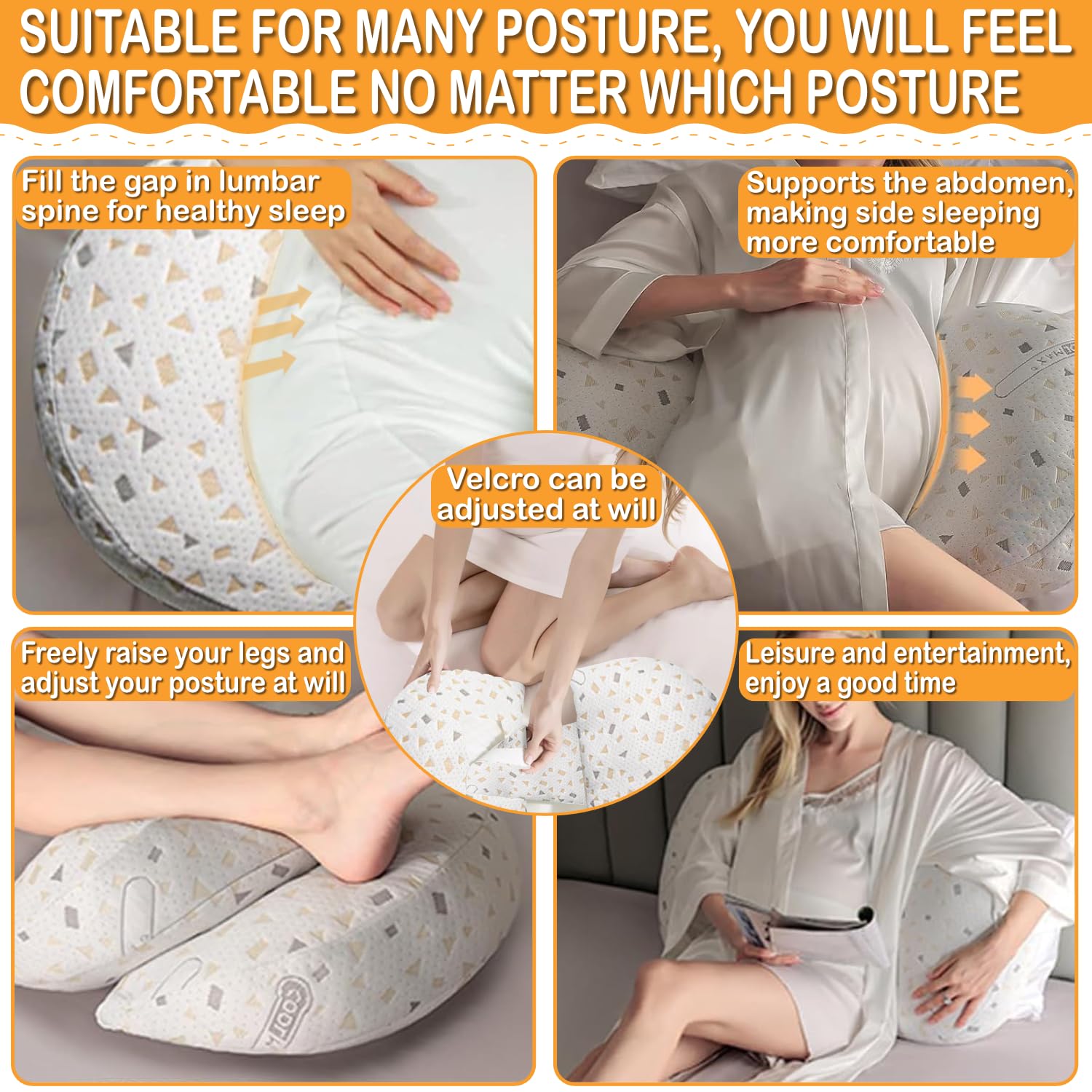 Bolloco Pregnancy Pillow, Baby Bub Maternity Pillow Support for Sleeping Pregnancy Pillow for HIPS, Backs, Legs, Maternity Pillow with Detachable and Adjustable Pillow Cover