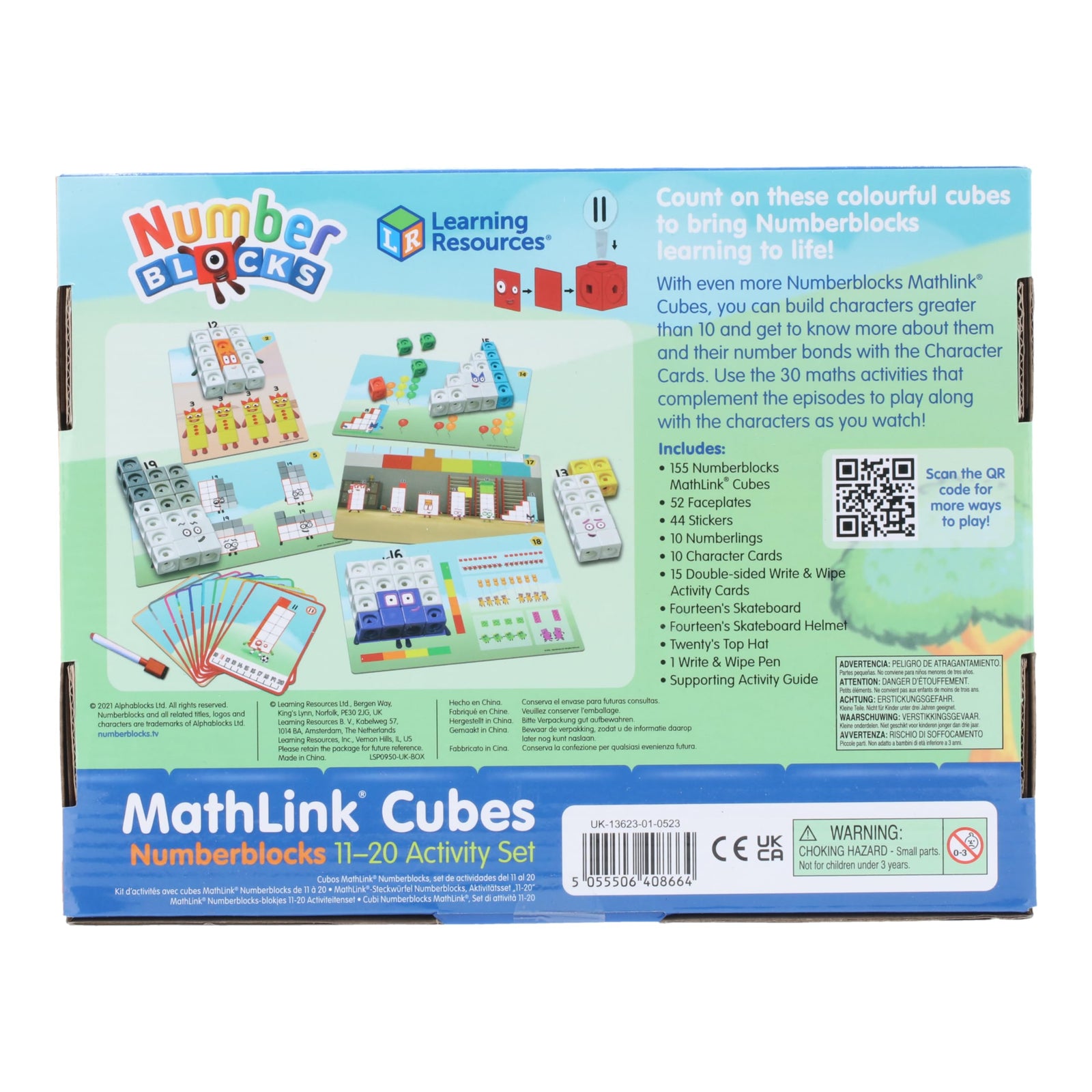 Learning Resources MathLink Cubes Numberblocks 11-20 Activity Set, 30 Numberblocks Activities Linked to TV Episodes, 155 Numberblocks MathLink Cubes & More, Ages 3+