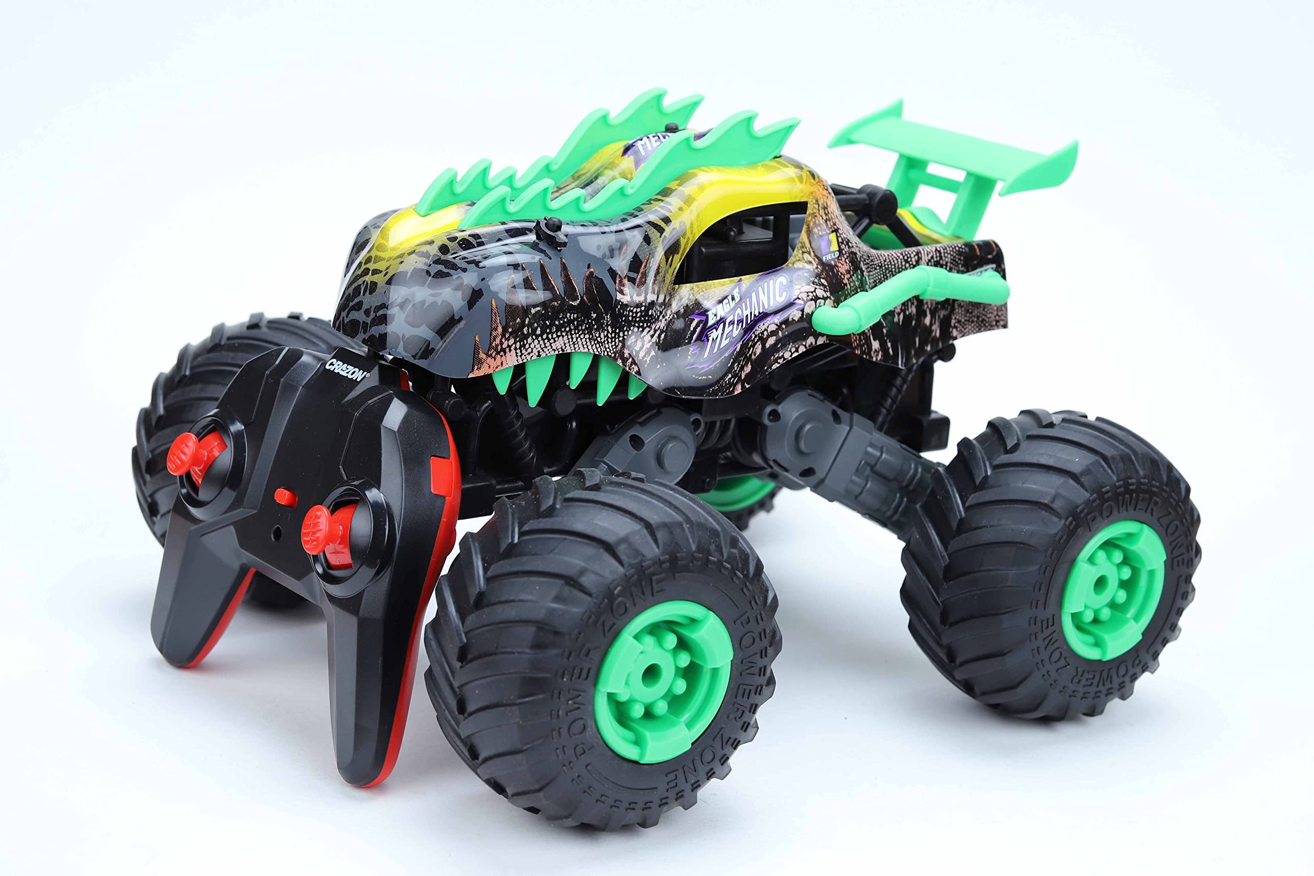 Hot wheels racing - monster trucks - skull racing trucks - with remote control , green * black * yellow