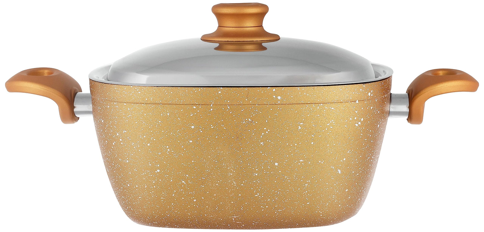 El Amal Elite Granite Square Cooking Pot - 24 cm, Gold (Model SQPOT024G)