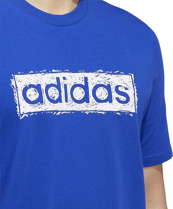 adidas Men's Sketch Linear Graphic T-Shirt , BLUE , L