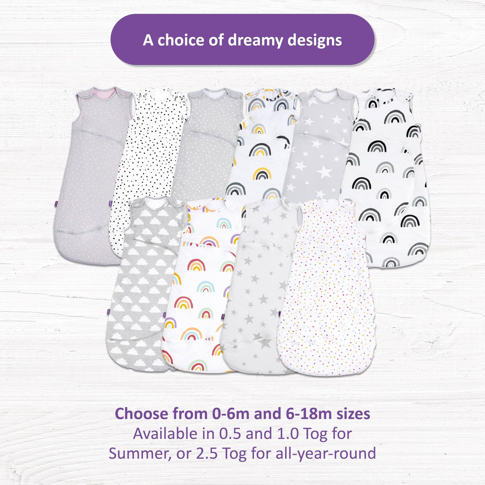 Snuz SnuzPouch Sleeping Bag for Infant/Baby| 2.5 Tog | Clever Nappy change Zip |100% Cotton | For Temperatures within 16-20 Celsius |Frrom 6-18months | Maximum Baby Length 86cm-White