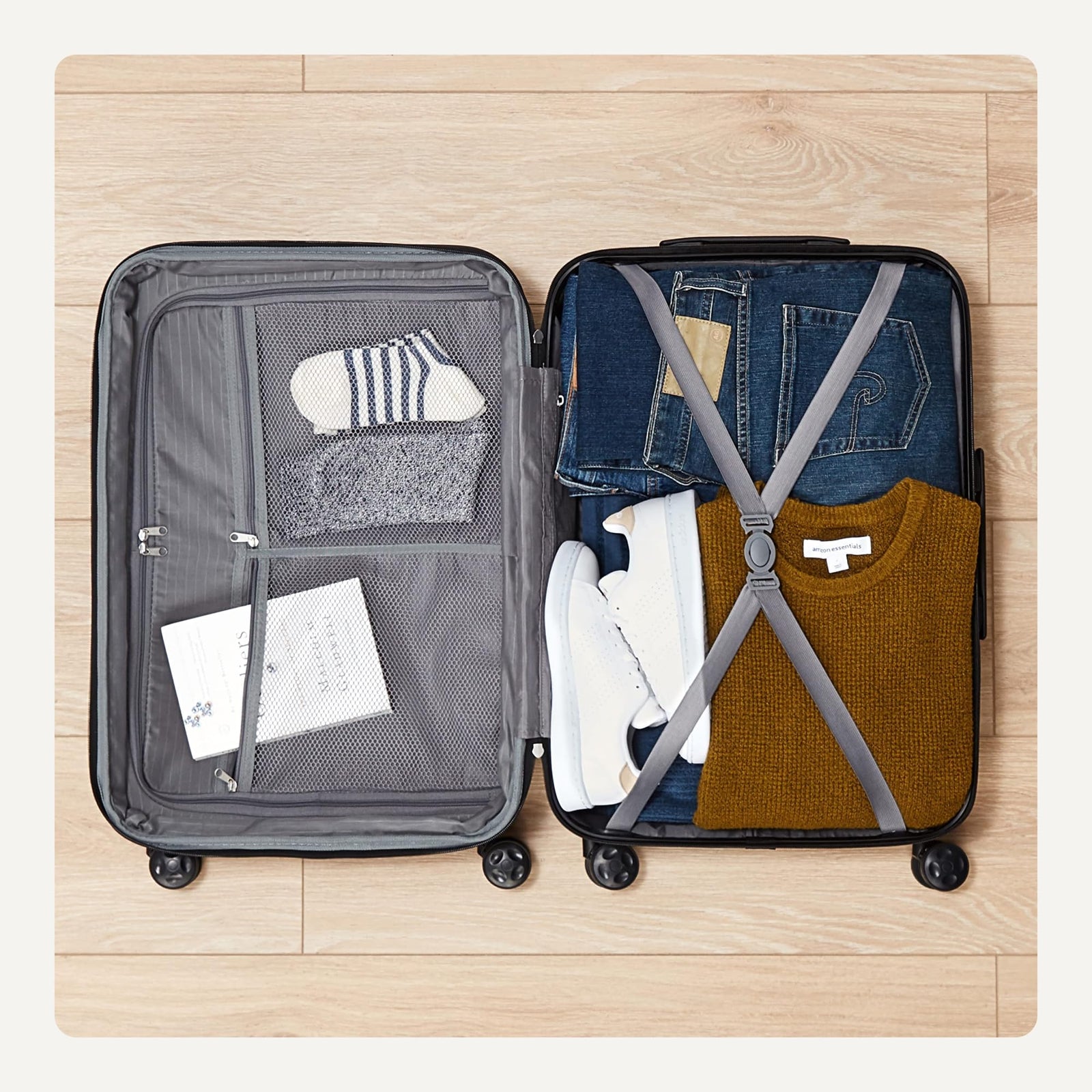 Amazon Basics Hardside Spinner Luggage- 21 inch (55cm), Material: ABS, Navy Blue