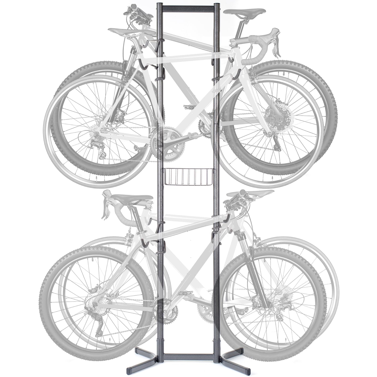 Bike Rack for Garage & Home by Delta Cycle - No Drilling Required - Fully Adjustable Gravity Storage Rack for Any Style Bicycle - Freestanding Vertical Rack