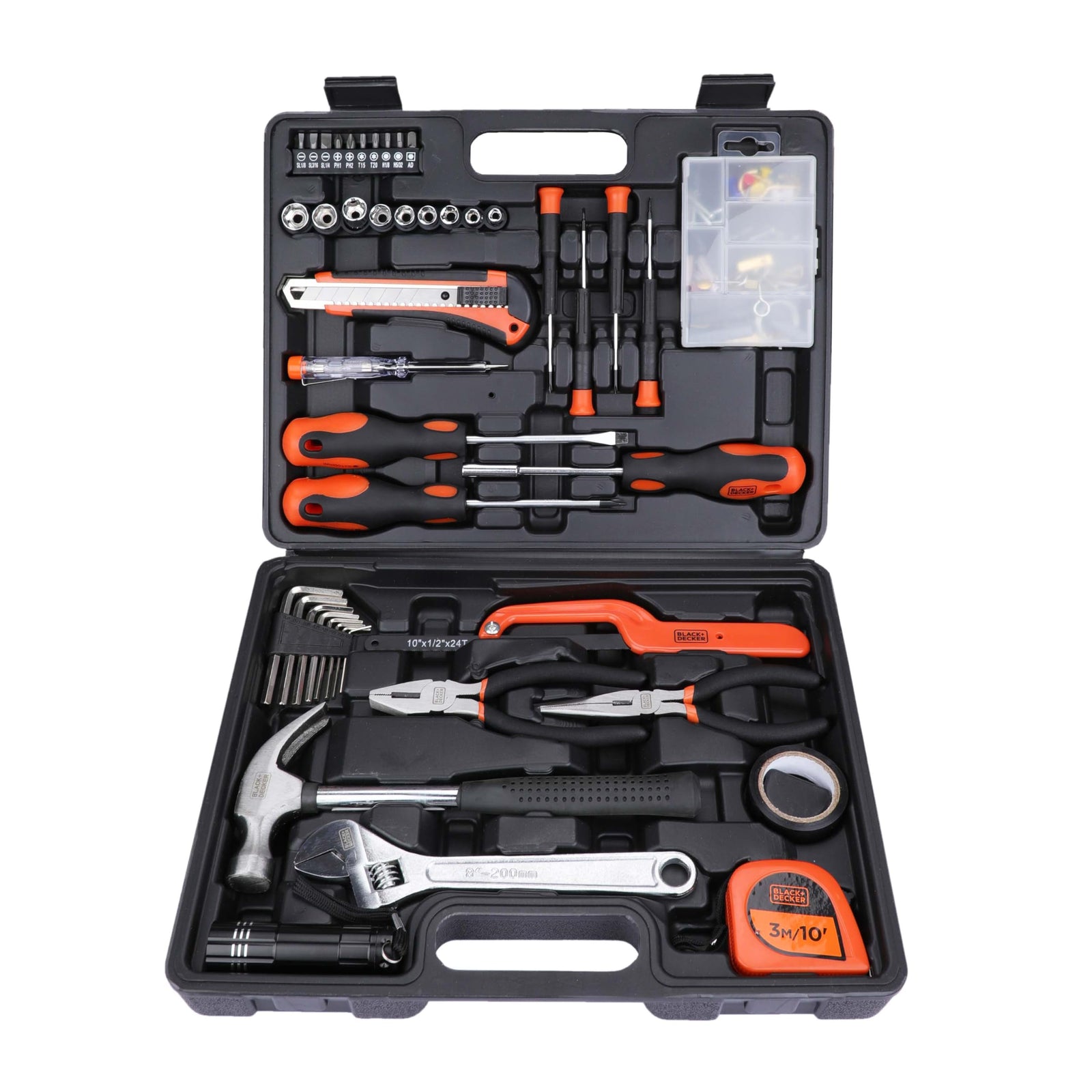 Black & Decker 126 Pieces Hand Tool Kit In Kitbox For Home Diy & Professional USe, Orange/Black