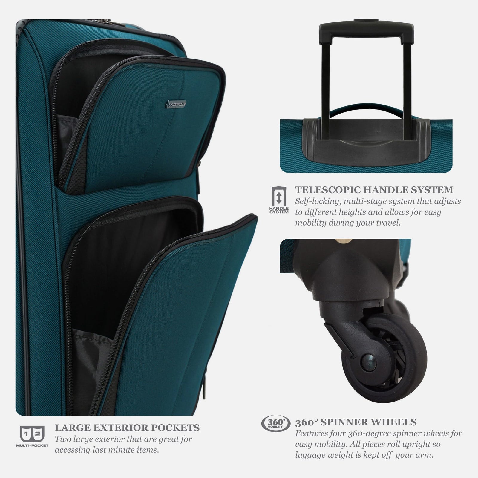U.S. Traveler Aviron Bay Expandable Softside Luggage with Spinner Wheels