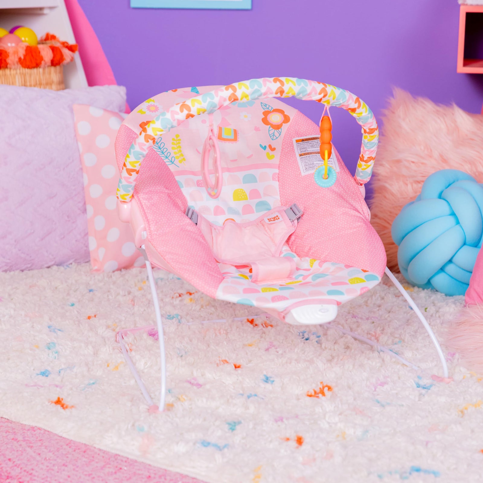 Bright Starts - Fancy Fantasy Vibrating Bouncer, Removable-Toy Bar, 0-6 months