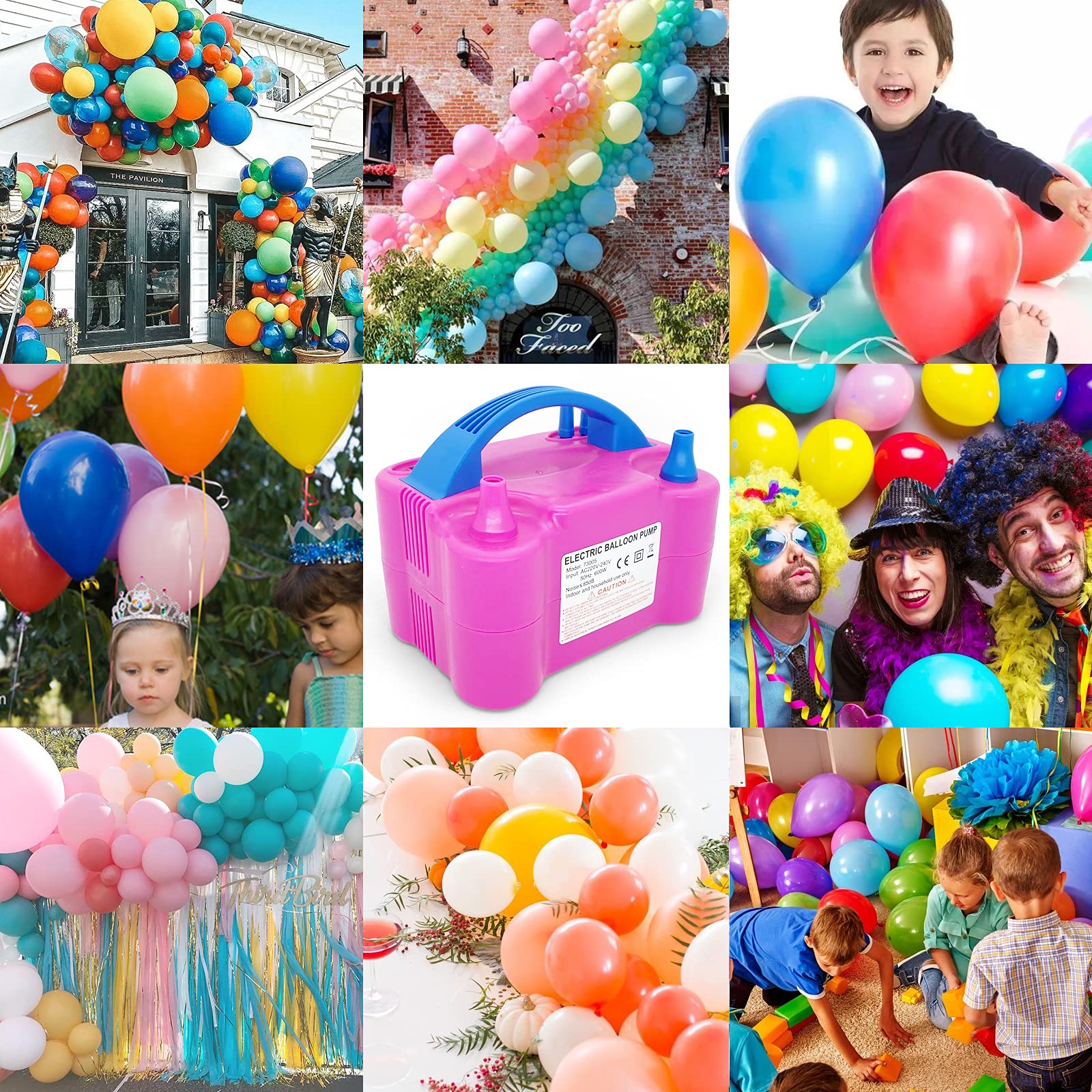 SKY-TOUCH Electric Balloon Pump, Portable Balloons Air Pump for Balloon Arch, Balloon Garland, Party Decorations, Kids Birthday, Baby Shower, Party Supplies & Decorations, Pink