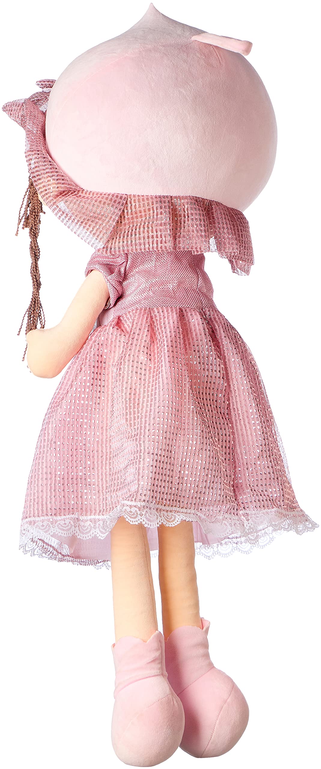 Big Soft doll in a dress and hat - Pink