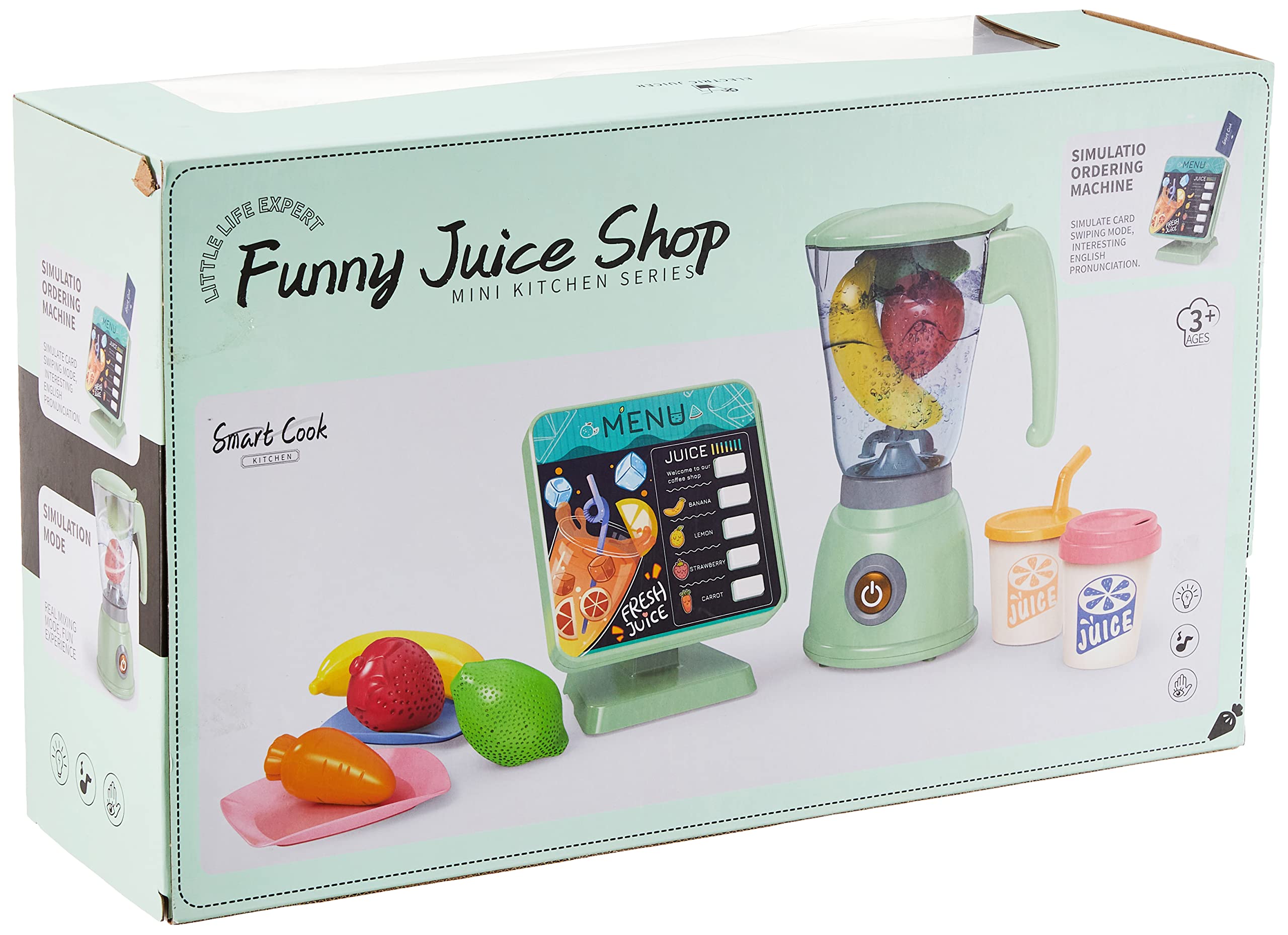 LITTLE LIFE EXPERT Funny Juice Shop Mini Kitchen Series with Light, Music, and Eye - 11 Pieces