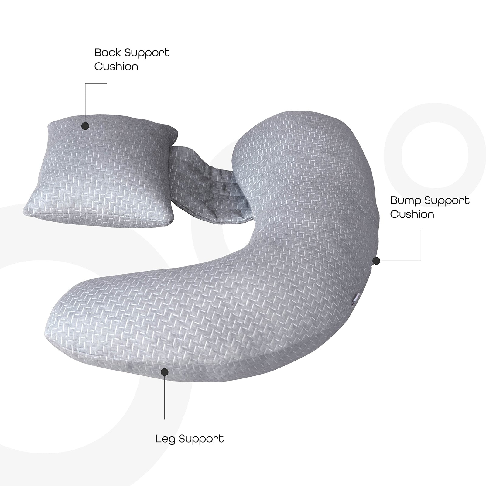 MOON MultiPosition Maternity Pillow – MaternityFeedingNursing Cushion with Removable/Washable Cover Support for Back, Hips, Legs, Belly For Pregnant Women Grey