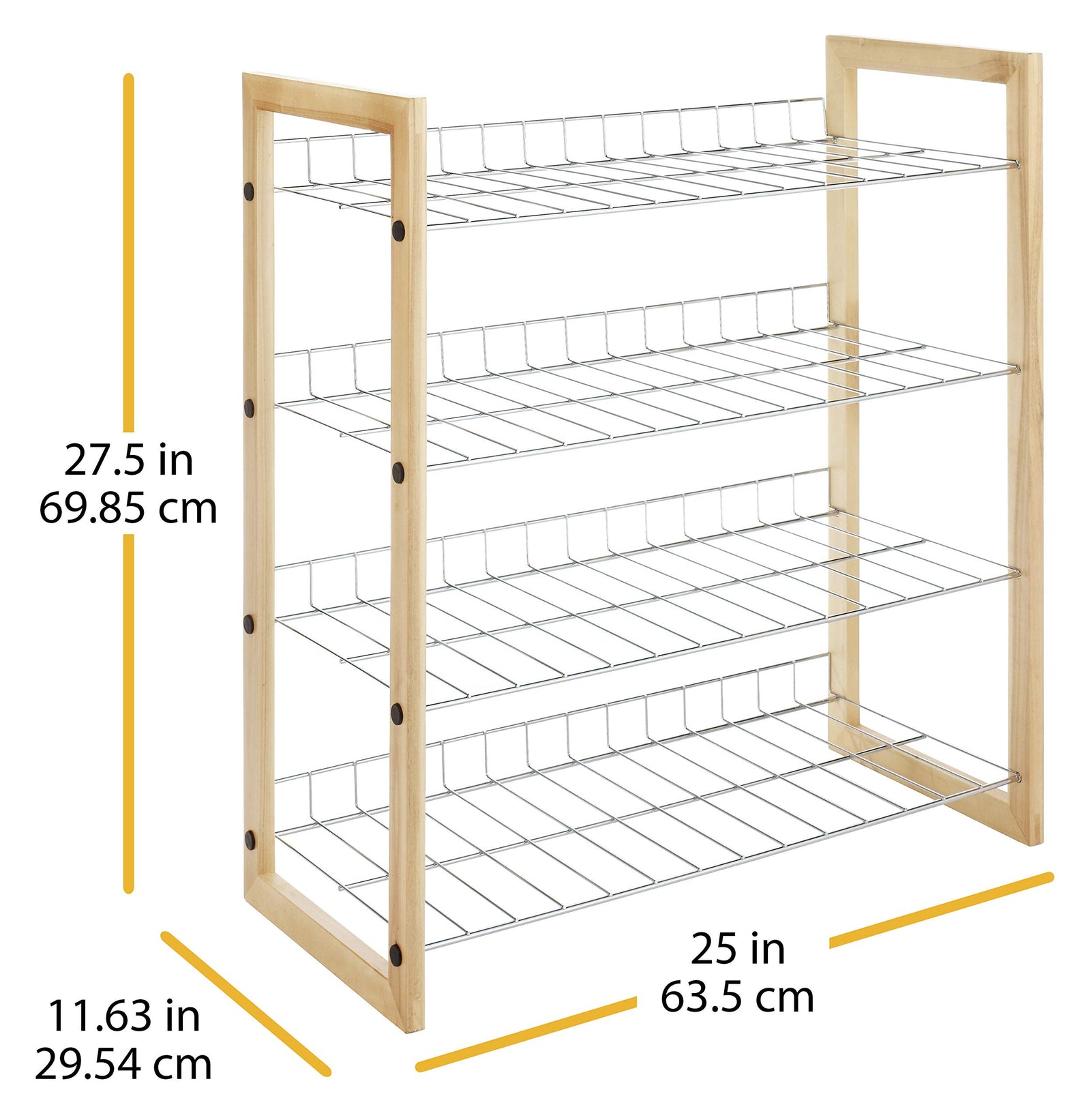 Whitmor 4 Tier Storage Organizer-Natural Wood and Chrome Closet Shelf