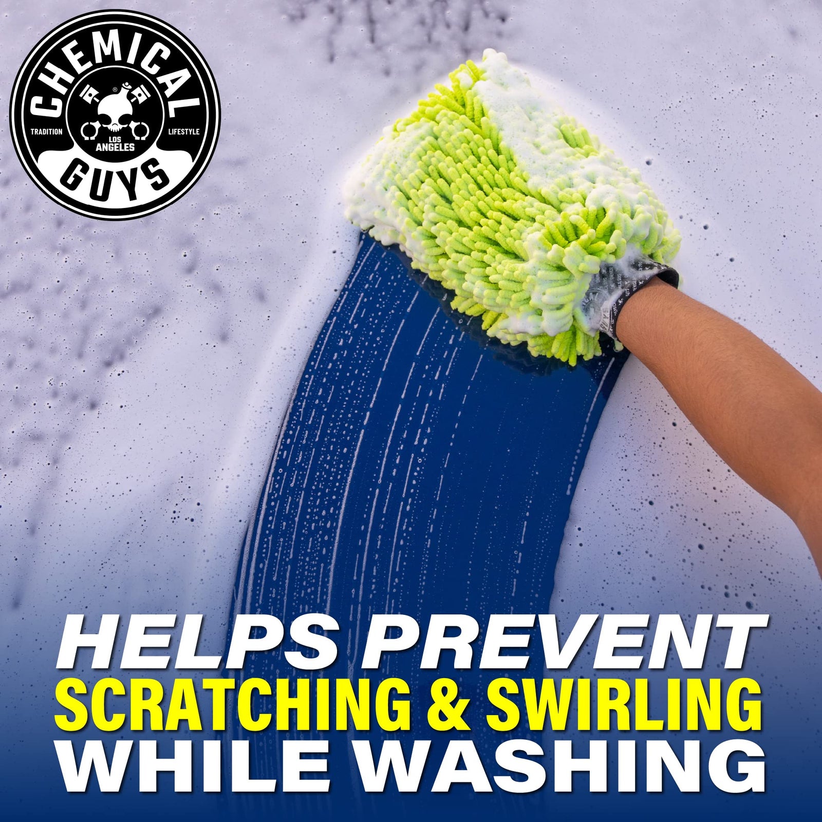 Chemical Guys MIC493 Chenille Premium Scratch-Free Microfiber Wash Mitt, Lime Green, 9.6