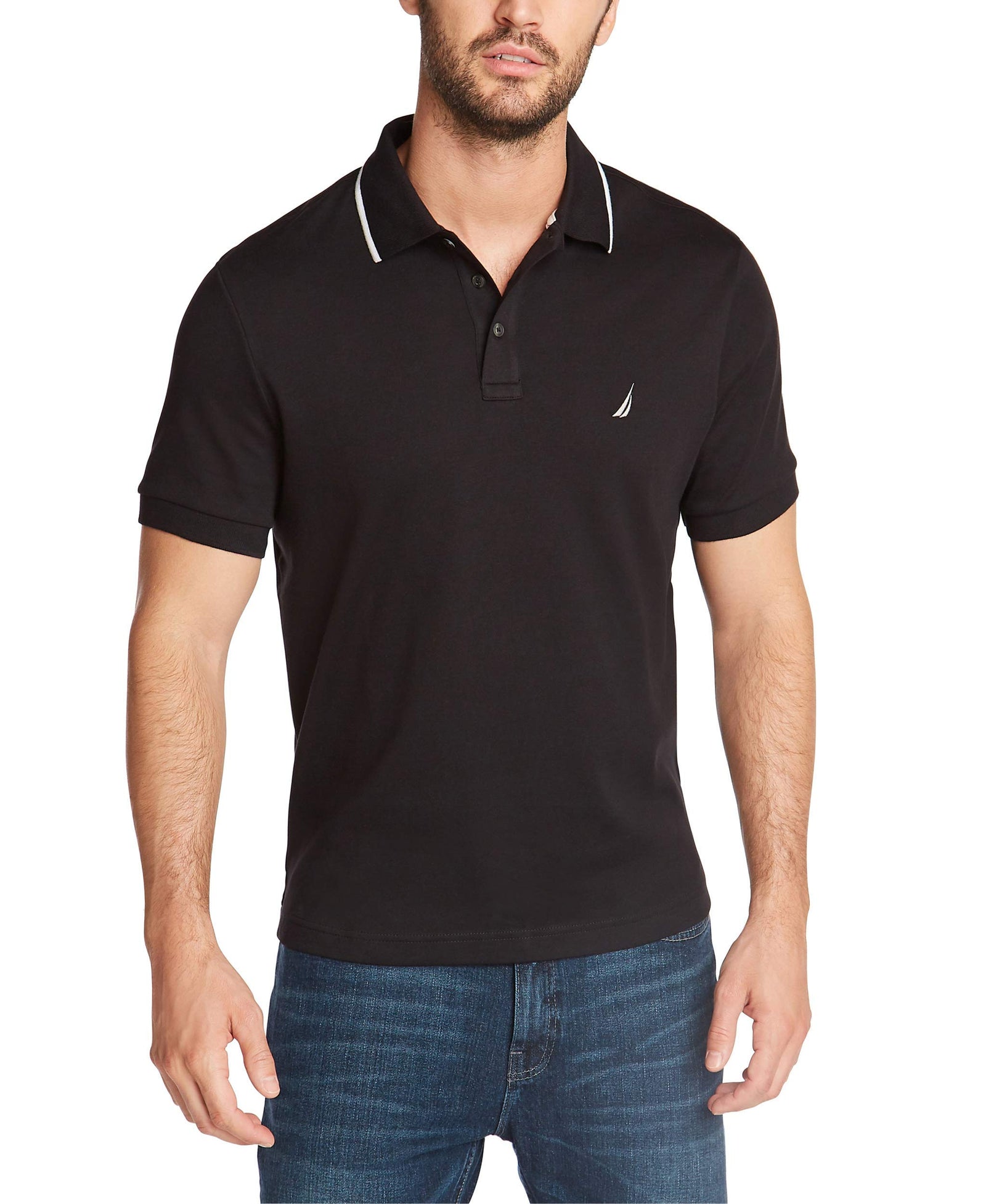 Nautica Men's Classic Fit Short Sleeve Dual Tipped Collar Polo Shirt