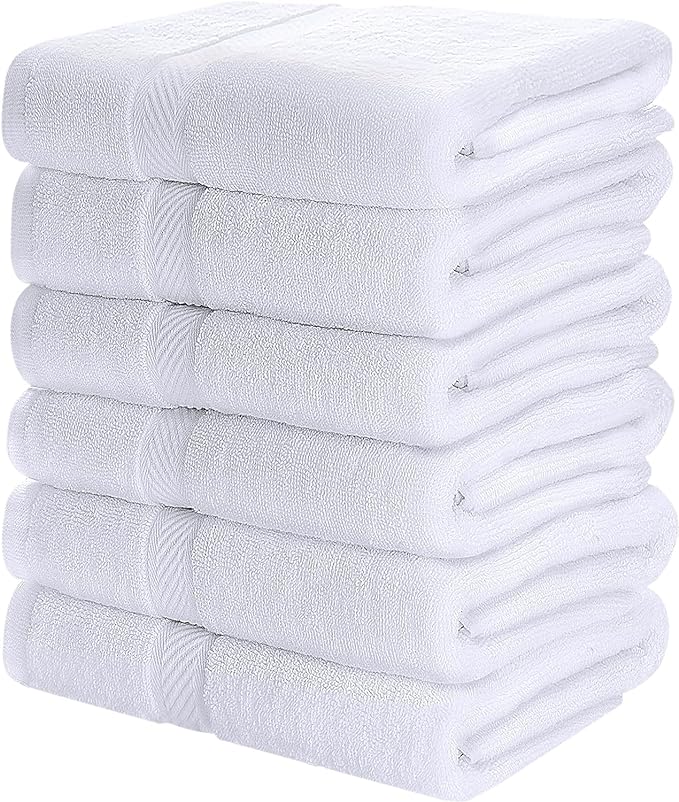 Simpli-Magic 79404 Bath Towels, White, 25x50 Inches Towels for Pool, Spa, and Gym Lightweight and Highly Absorbent Quick Drying Towels