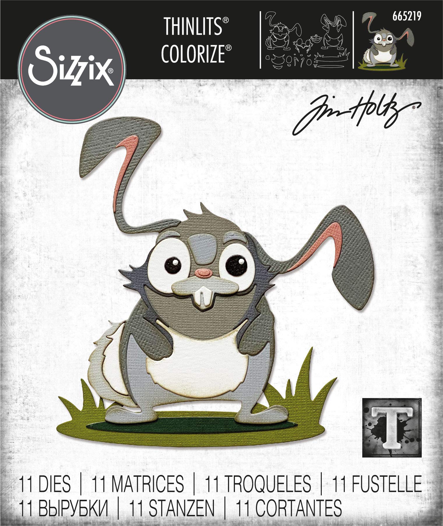 Sizzix Thinlits Die 665219 Oliver Colorize By Tim Holtz 11 Pack, Multicolor