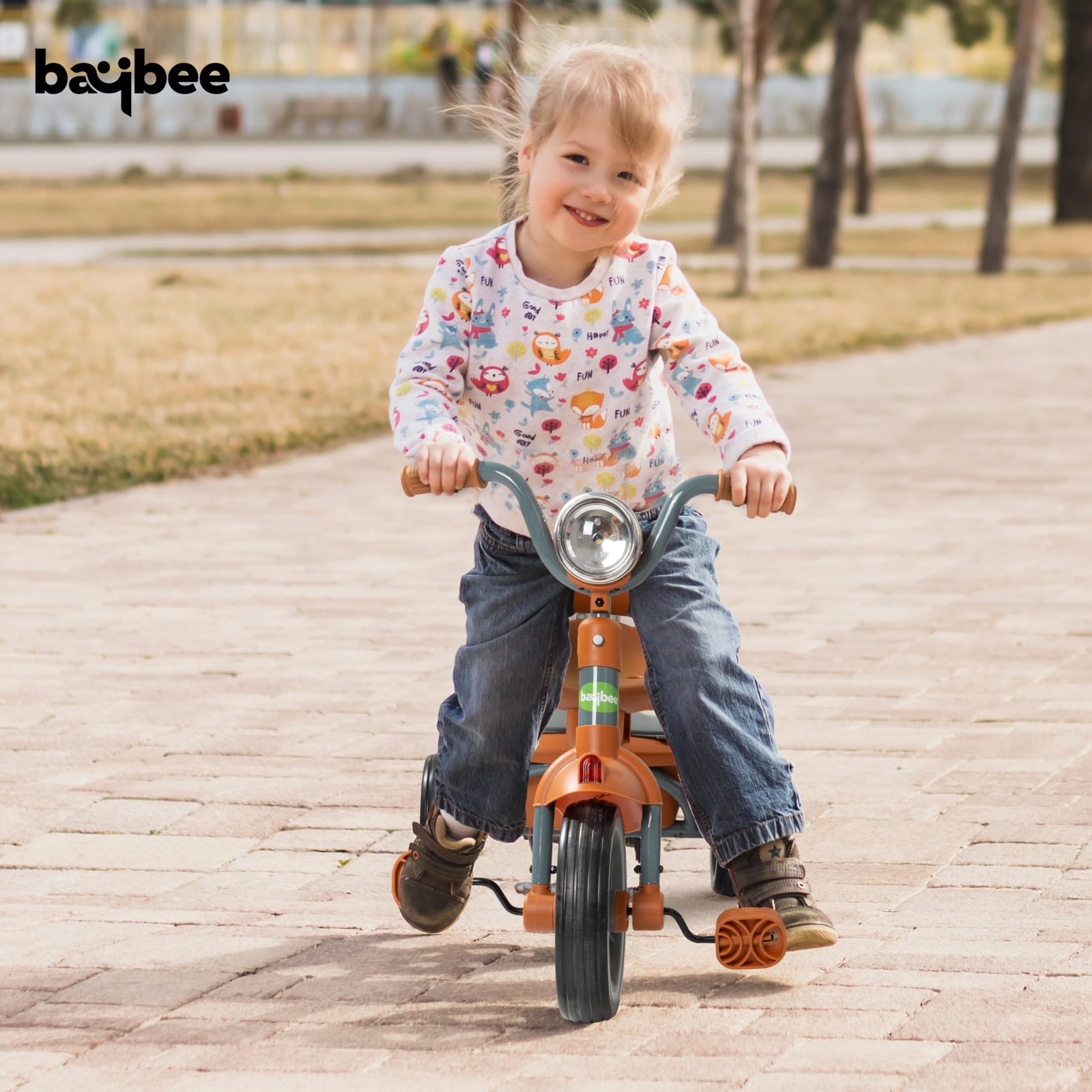 Baybee Flyer Tricycle for Kids,Toddler Foldable Tricycle with Back Stroge & Head light for 2-5 Years Boys and Girls Kids Trike (Orange)