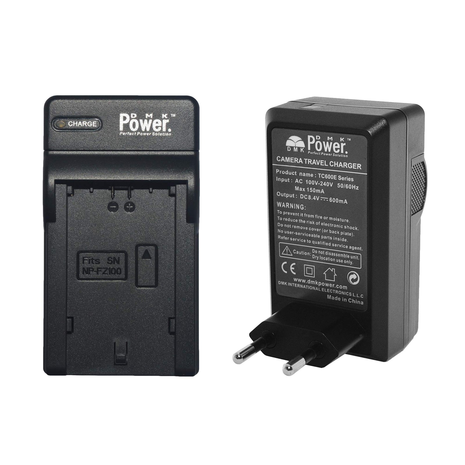 DMK Power NP-FZ100 Battery and TC600E Travel Charger Compatible with Sony NP-FZ100, BC-QZ1 A7RIII A7R3, a7 III, Alpha 9, Alpha 9R, Alpha 9S Digital Camera