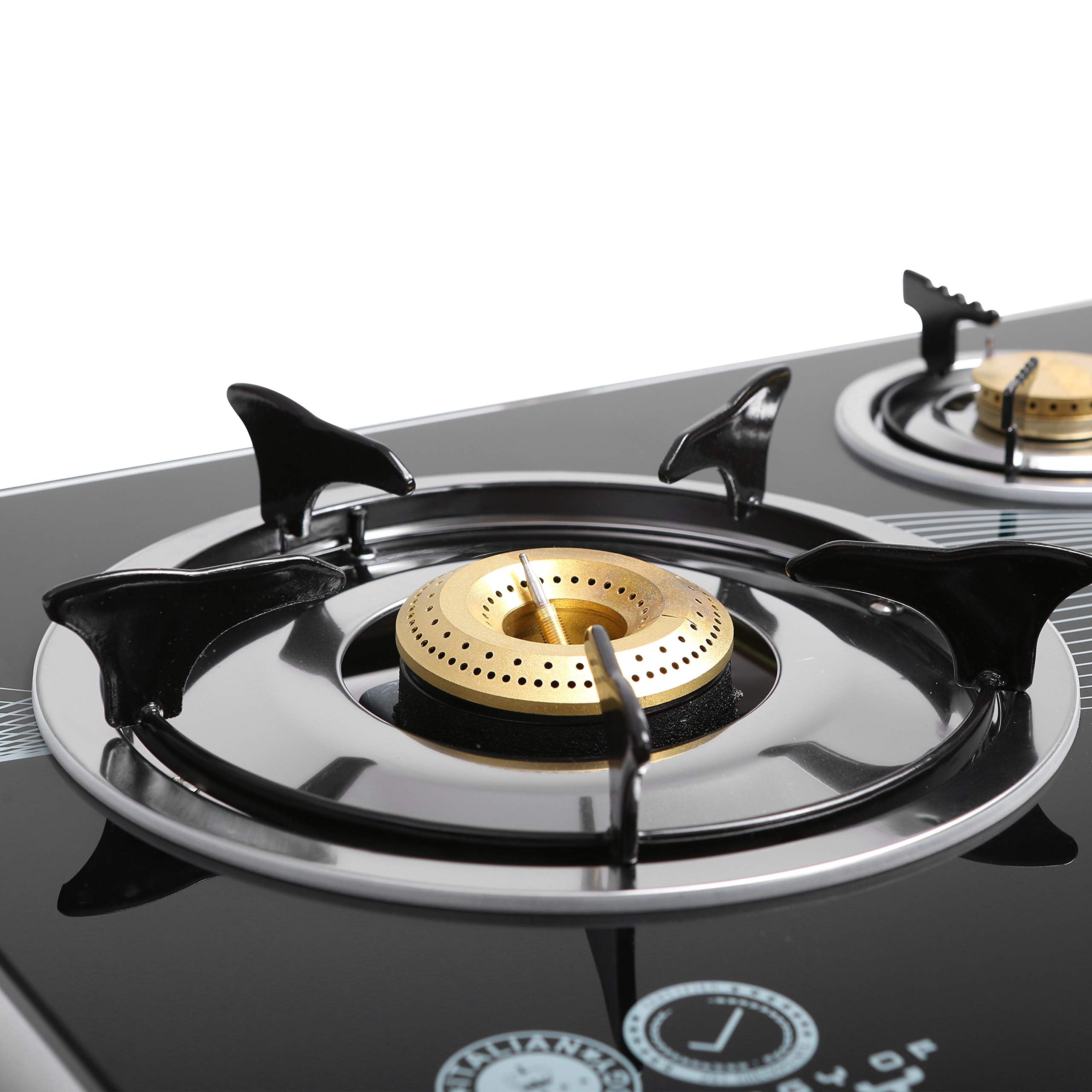 Geepas Triple Gas Burner with Tempered Glass - Auto-Ignition, Thick Pan Support & Comfortable Knobs | GK6880| Low Gas Consumption | Perfect for All Types of Kitchen