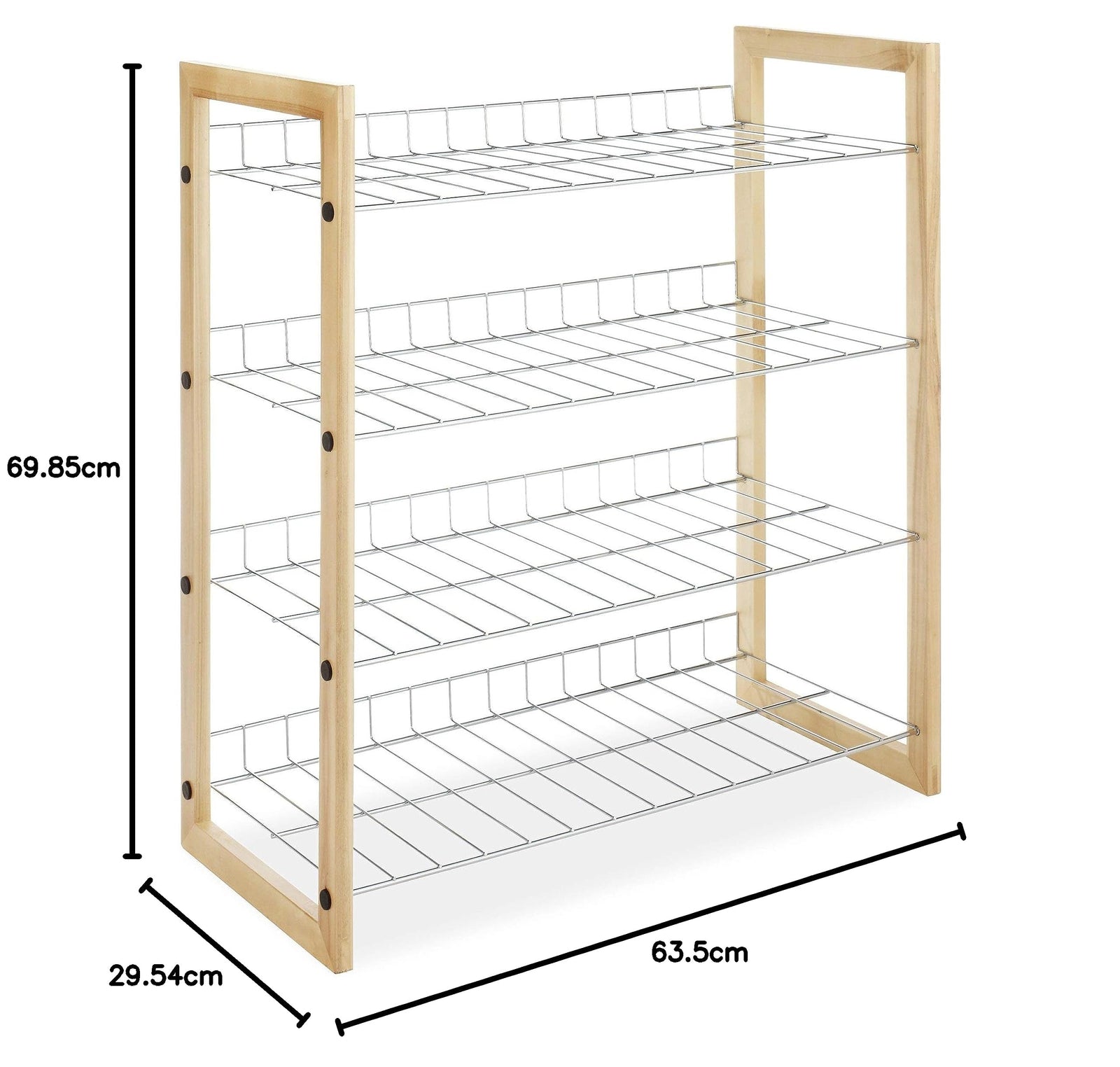 Whitmor 4 Tier Storage Organizer-Natural Wood and Chrome Closet Shelf