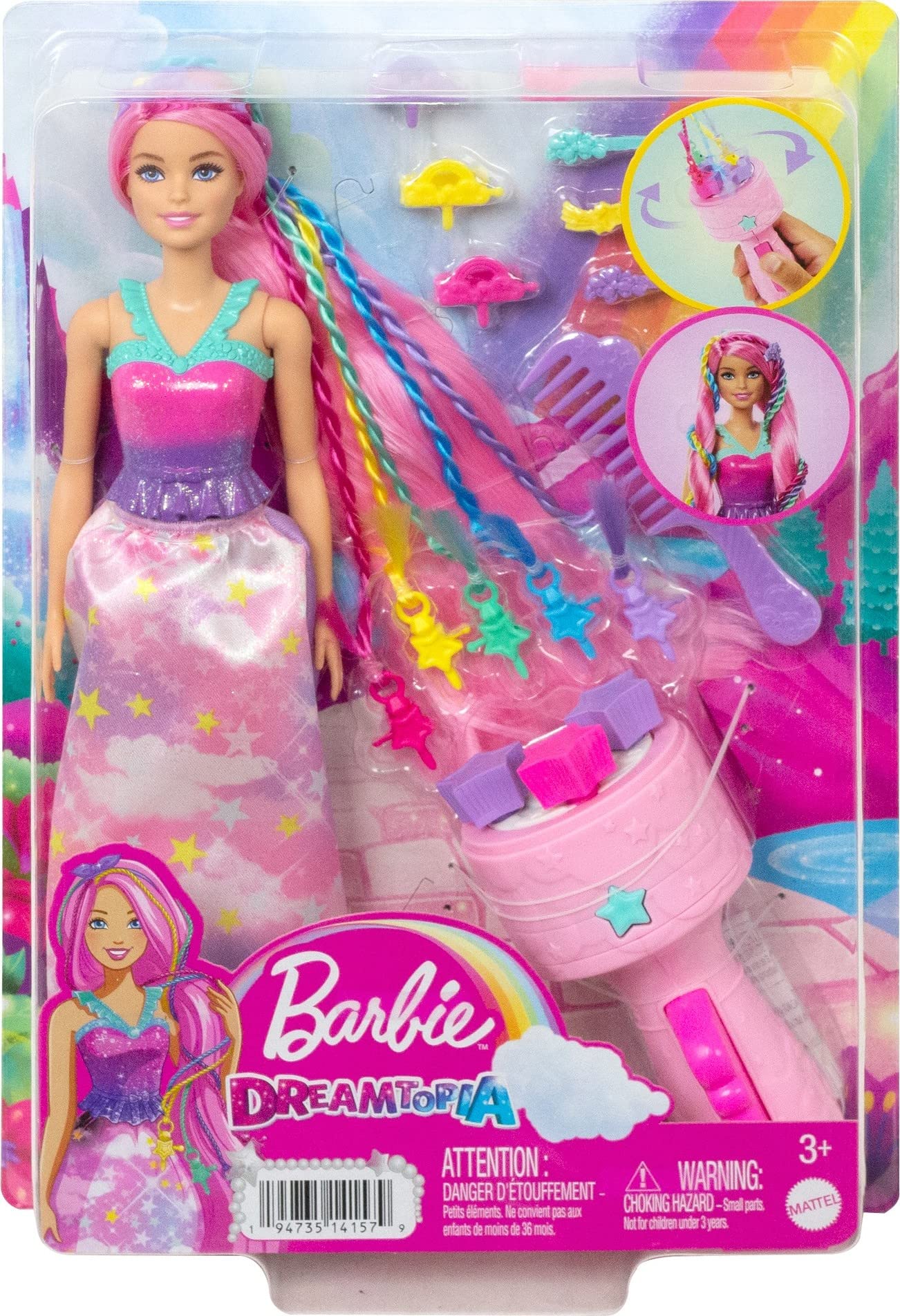 Barbie Dreamtopia Twist 'n Style Doll and Hairstyling Accessories Including Twisting Tool