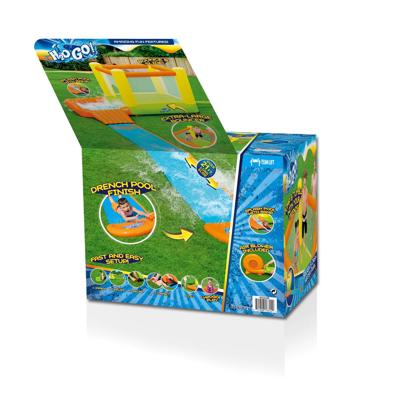 Bestway H2OGO! Splash & Dash Kids Inflatable Outdoor Bounce House and Water Slide Park