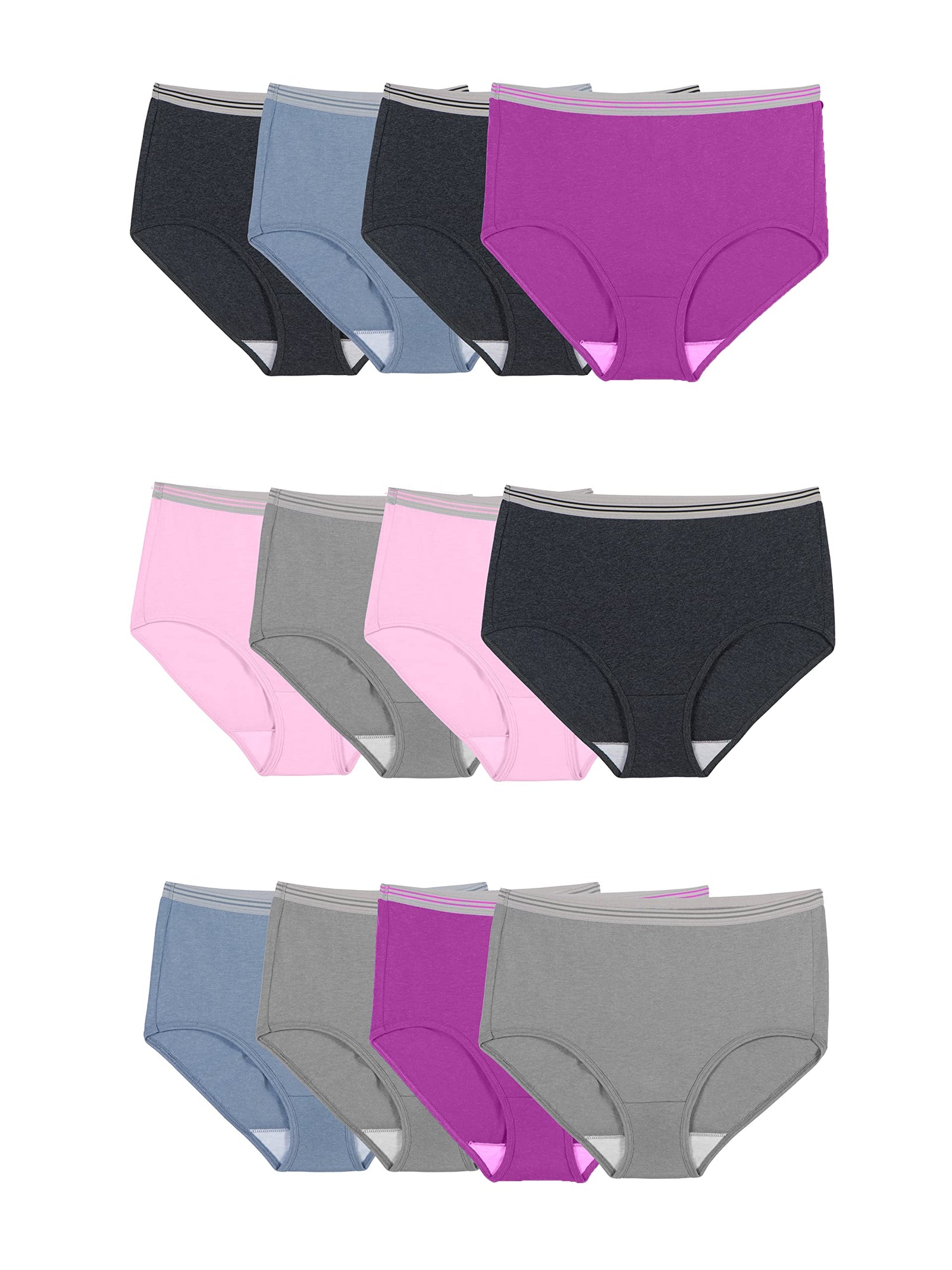 Fruit of the Loom Women's Tag-Free Cotton Brief Panties - Assorted Heathers, Size XL, 12 Pack