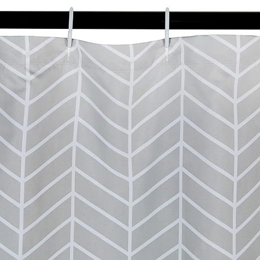 Amazon Basics Microfiber Grey Herringbone Printed Pattern Bathroom Shower Curtain - Herringbone, 72 Inch