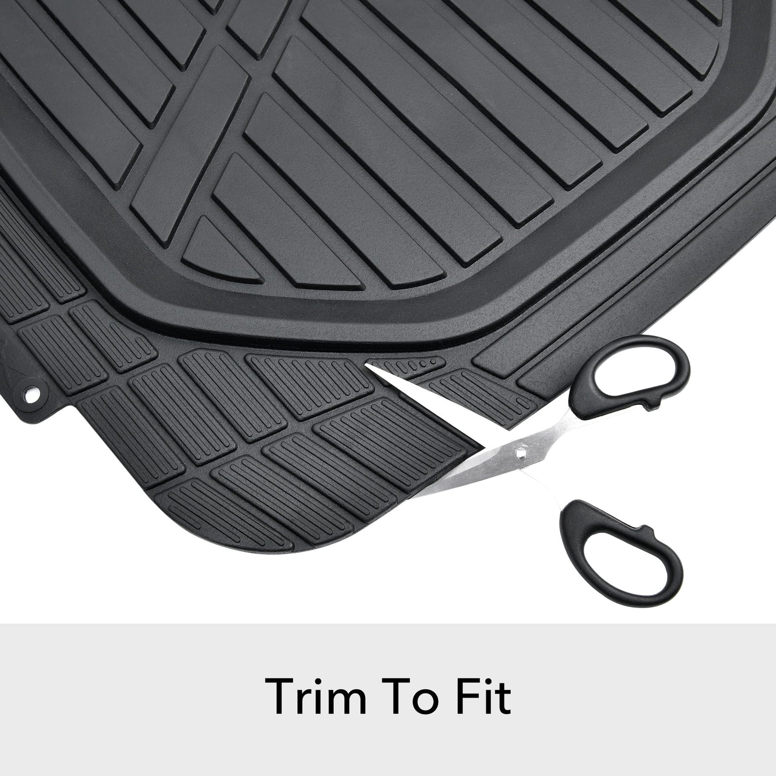 Amazon Basics 4-Piece All-Weather Protection Heavy Duty Rubber Floor Mats Set with Cargo Liner for Cars, SUVs, and Trucks，Black,Universal Trim to Fit