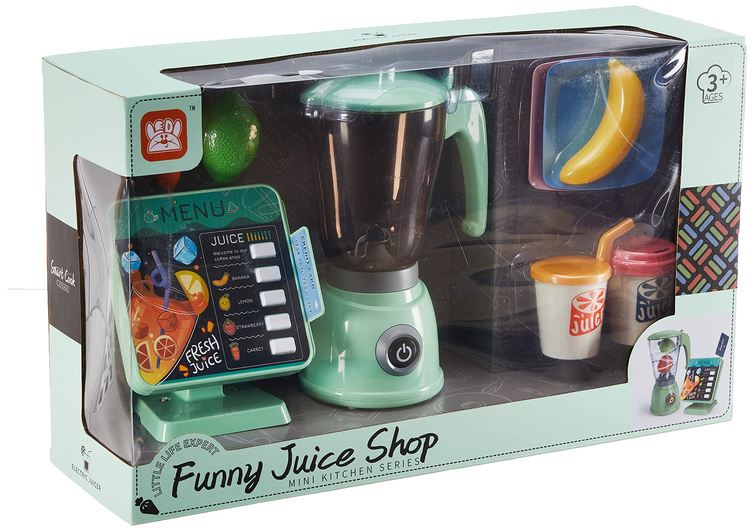 LITTLE LIFE EXPERT Funny Juice Shop Mini Kitchen Series with Light, Music, and Eye - 11 Pieces