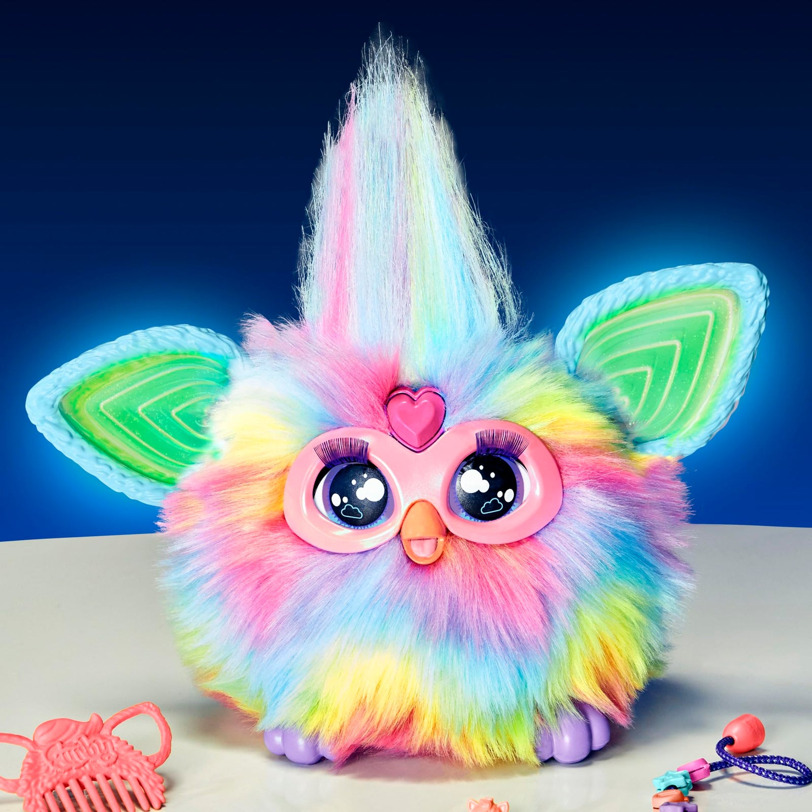 Furby Tie Dye, 15 Fashion Accessories, Interactive Plush Toys for 6 Year Old Girls & Boys & Up, Voice Activated Animatronic