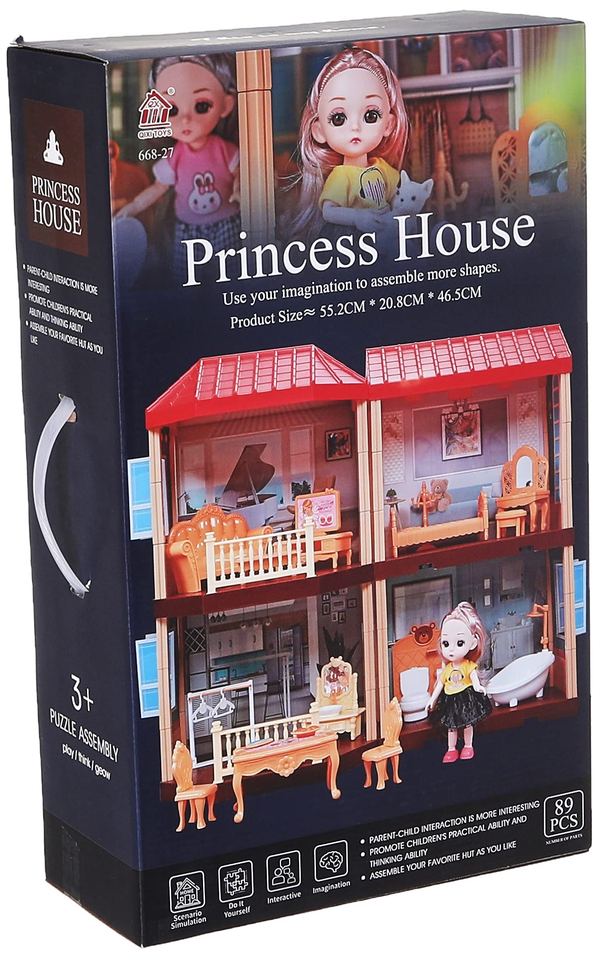 QIXI TOYS Princess House Playset - 113 Pieces, Ages 3+