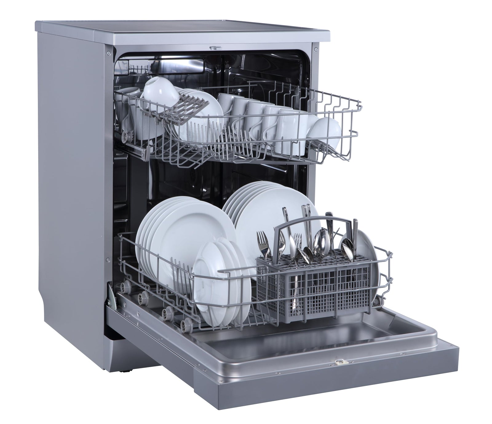 AdvanceTech America Free Standing Dishwasher 12 Place Settings, 6 Programs, 2 Rack Levels, Energy Efficiency A++, Quiet -Silver Stainless Steel - ATDW126MSS -1 Year Warranty