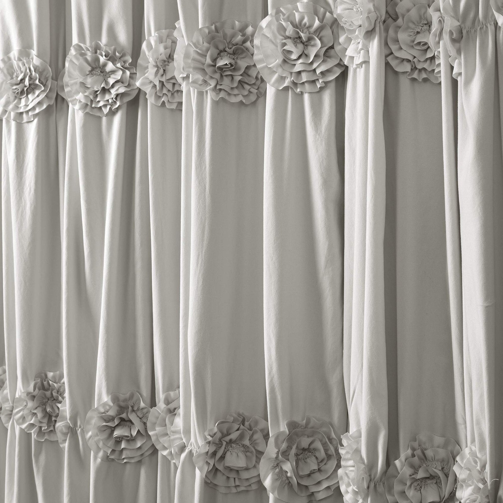 Lush Decor Lush Decor, Light Gray Darla Ruched Floral Bathroom Shower Curtain, x 72