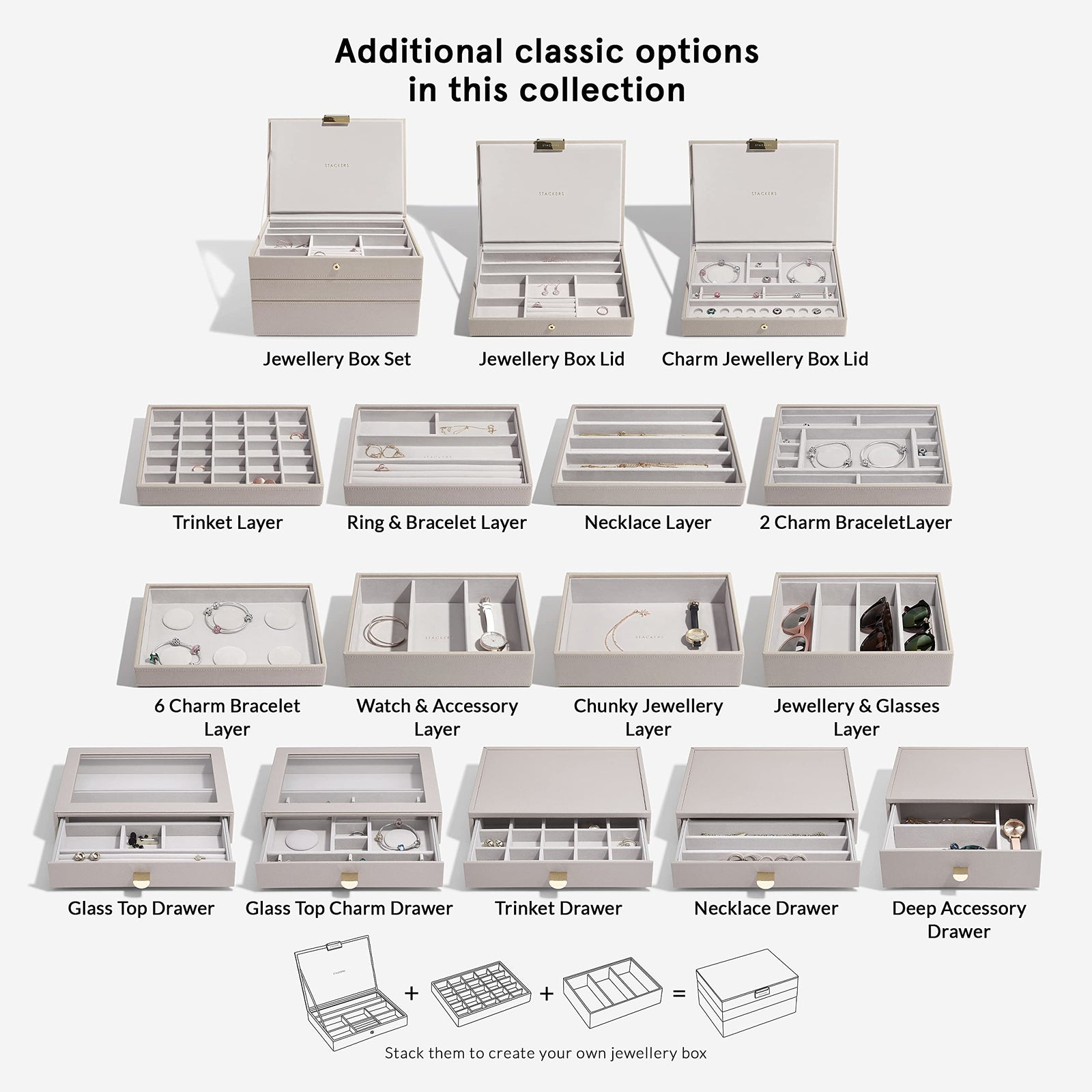 Stackers Classic Drawer 2-Pieces, Taupe